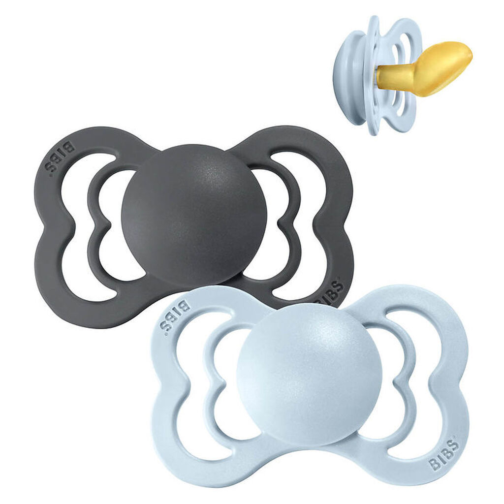 Bibs Couture Sutter - Str. 2 - 2-pak - Anatomisk - Iron/Baby Blu