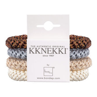 Kknekki Hårelastikker - 4-pak - Beige/Blå/Brun/Glimmer