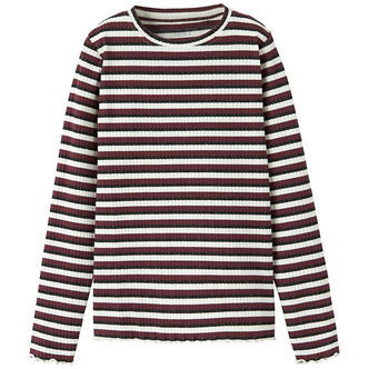 Name It Bluse - Rib - NkfVemma - Cloud Dancer/Black/Burgundy