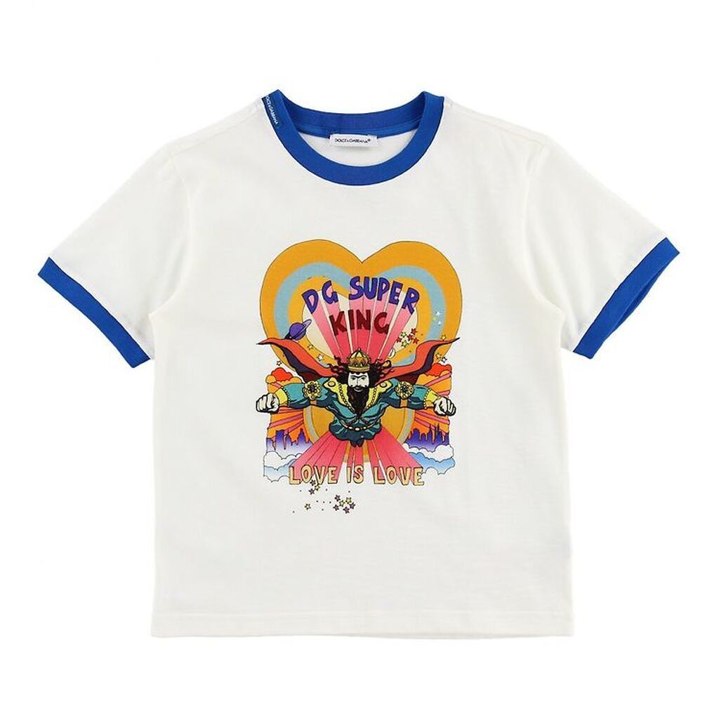 Dolce & Gabbana T-shirt - Superhero - Hvid m. Konge