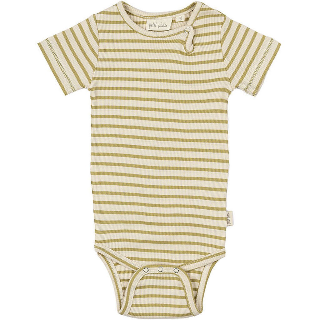 Petit Piao Body k/æ - Rib - Modal - Khaki/Dark Off White