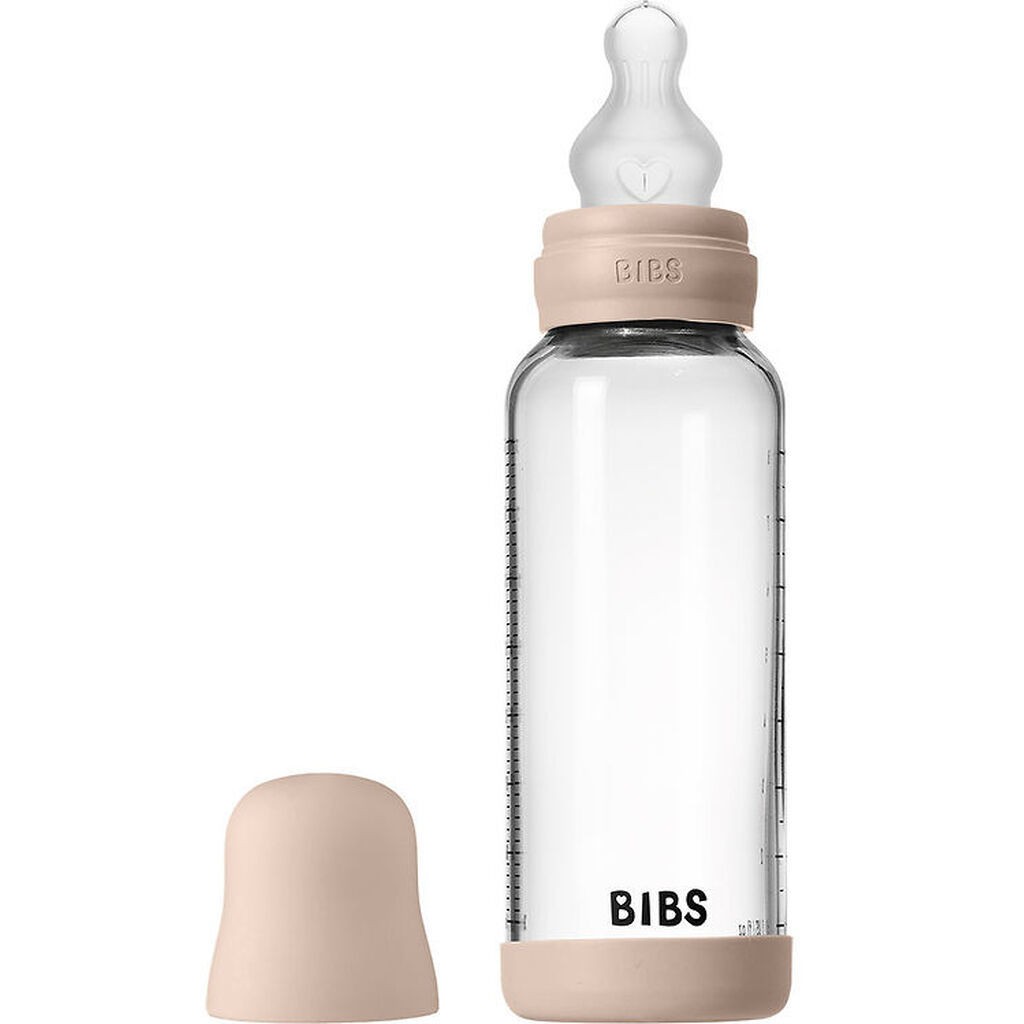 BIBS Sutteflaske - 240 ml - Glas/Silikone - Blush