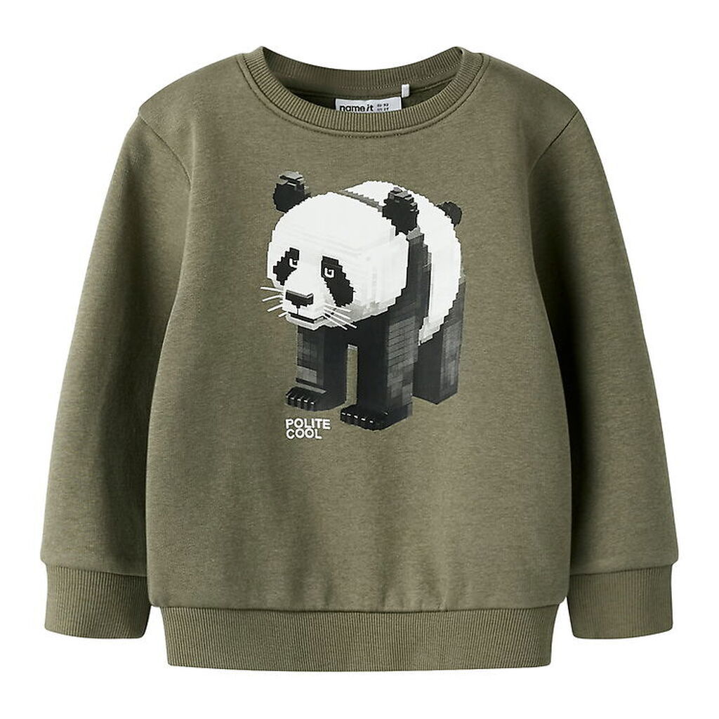 Name It Sweatshirt - NmmSigurt - Dusty Olive m. Panda