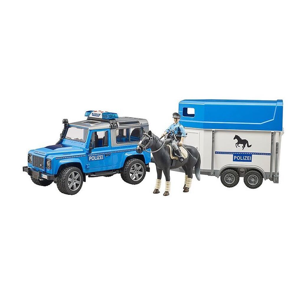 Bruder Bil - Land Rover Politibil m. Hestetrailer - 02588