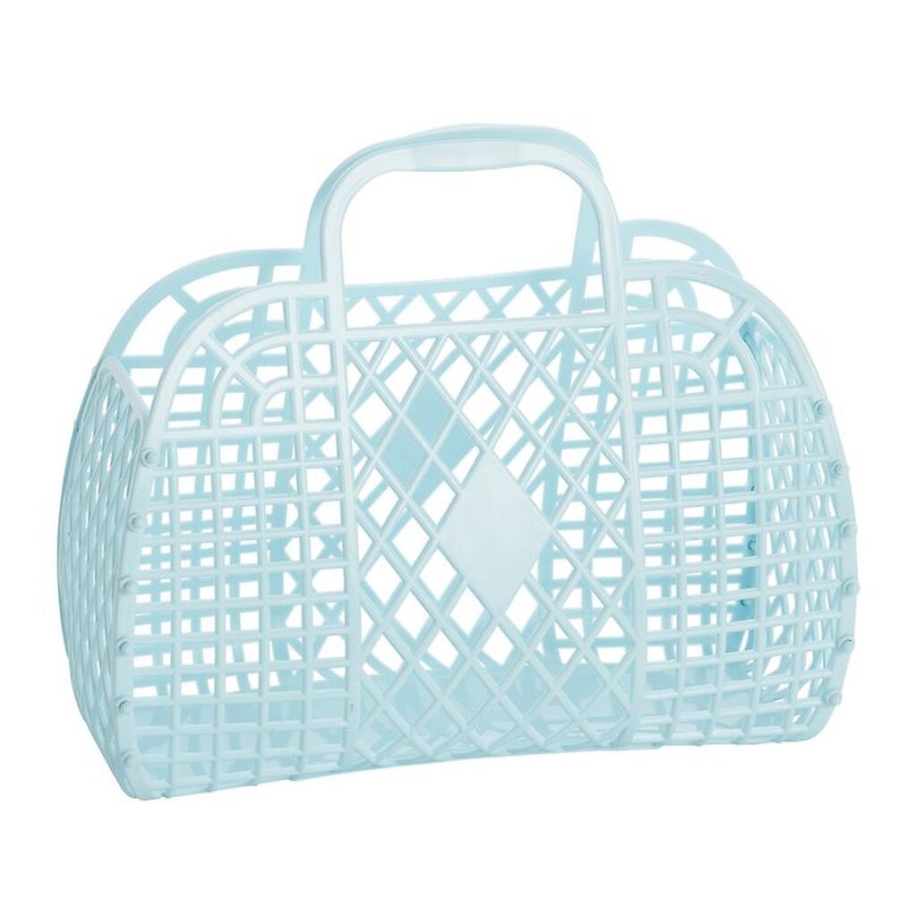 Sun Jellies Lille Foldekurv - Retro - 26x21x12 cm - Blue