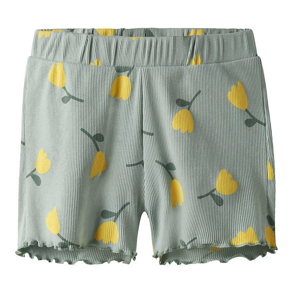 Name It Shorts - Rib - NmfVemma - Aqua Gray/Lemon