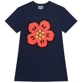 Kenzo Kjole - Navy/Rød m. Blomst