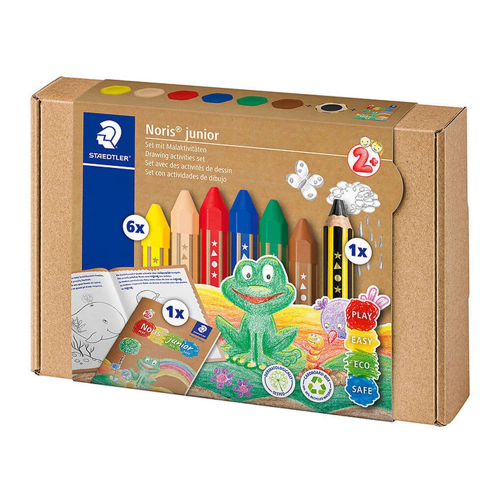 Staedtler Farvekridt m. Aktivitetsbog - Noris Junior - 7 stk.