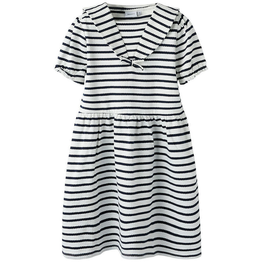 Name It Kjole - Rib - NmfKattie - Cloud Dancer/Sky Caprain