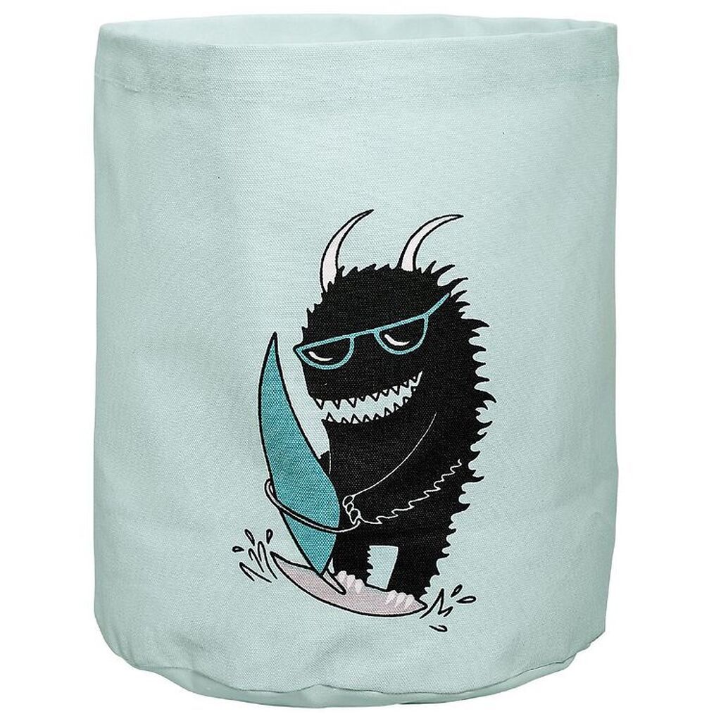 Bloomingville Opbevaringspose - 35 cm - Mint m. Surfer Monster