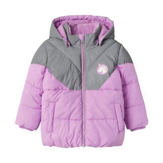 Name It Dynejakke - NmfMaren - Violet Tulle m. Enhjørning