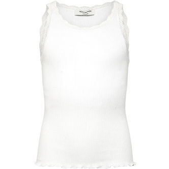 Rosemunde Top - Rib - Balta - New White m. Blonder