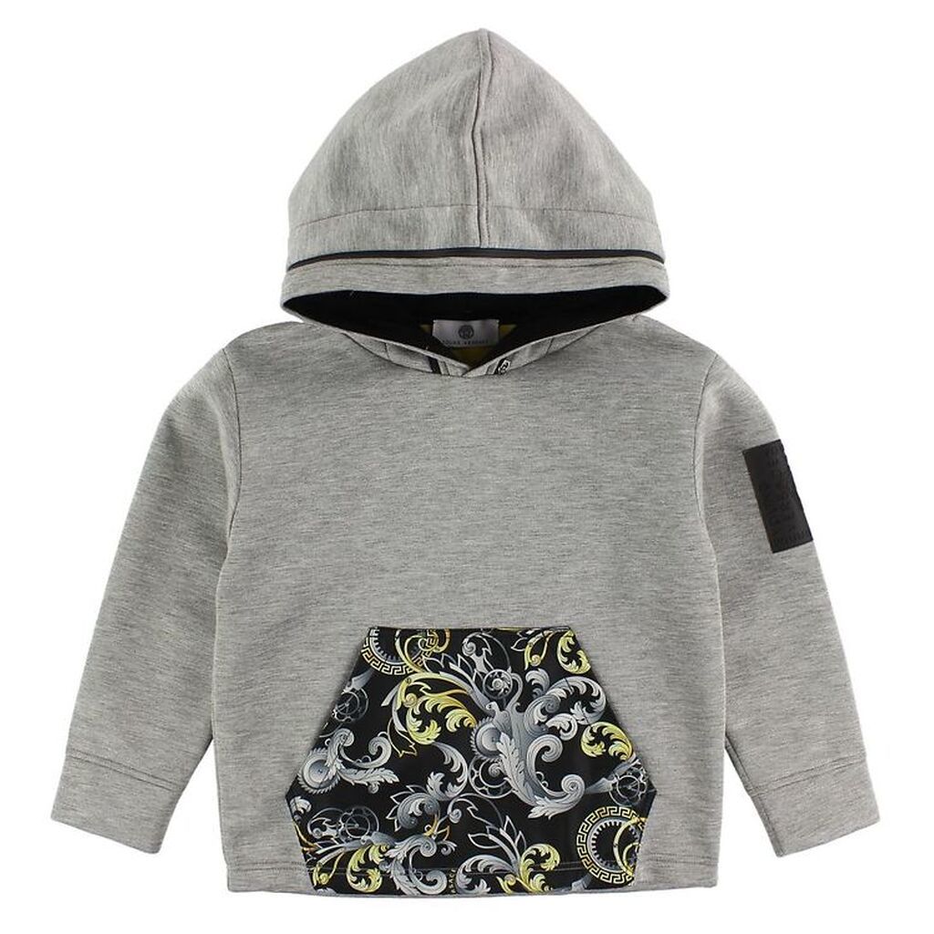 Young Versace Hættetrøje - Gråmeleret m. Gult Mønster