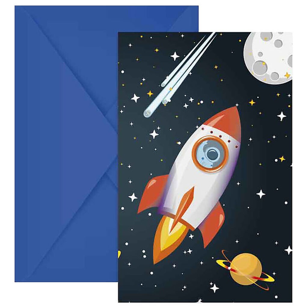 Decorata Party Invitationer - 6-pak - Rocket Space