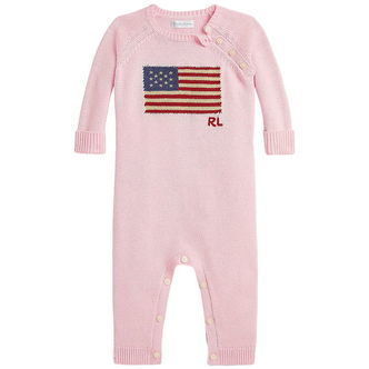 Polo Ralph Lauren Heldragt - Strik - Acacia Pink m. Flag