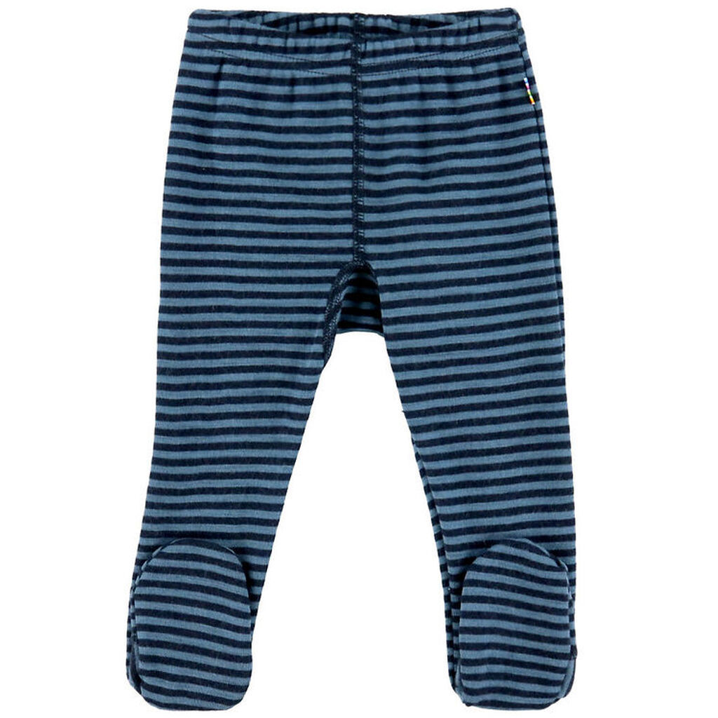 Joha Leggings m. Fødder - Uld - Blå m. Striber