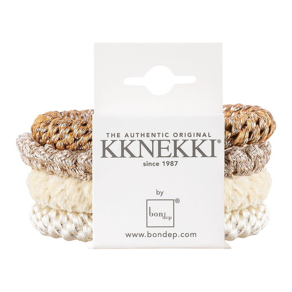 Kknekki Hårelastikker - 4-pak - Brun/Beige/hvid