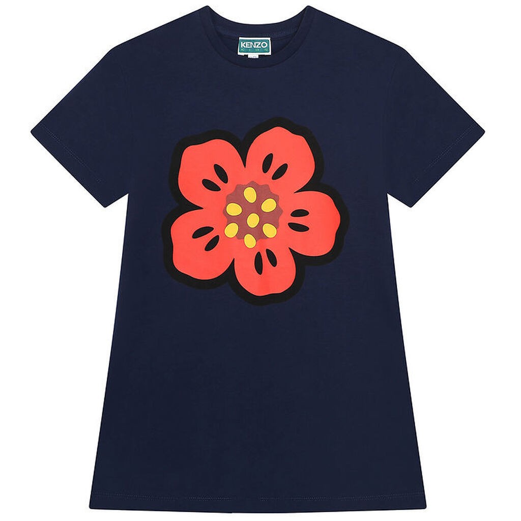 Kenzo Kjole - Navy/Rød m. Blomst