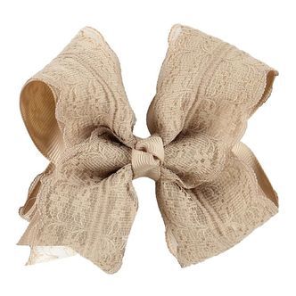 Little Wonders Hårsløjfe - 9 cm - Mørk Pudder m. Blonder