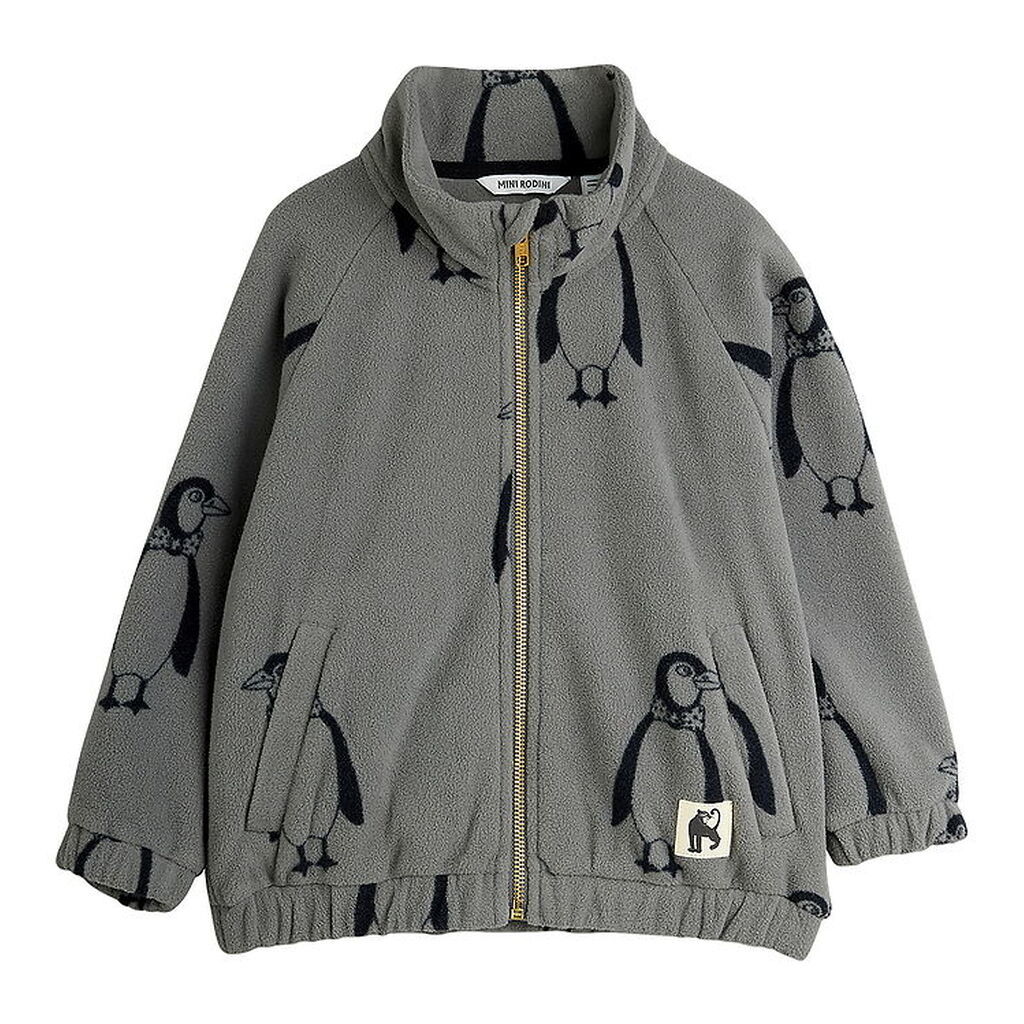 Mini Rodini Fleecejakke - Penguin - Grå