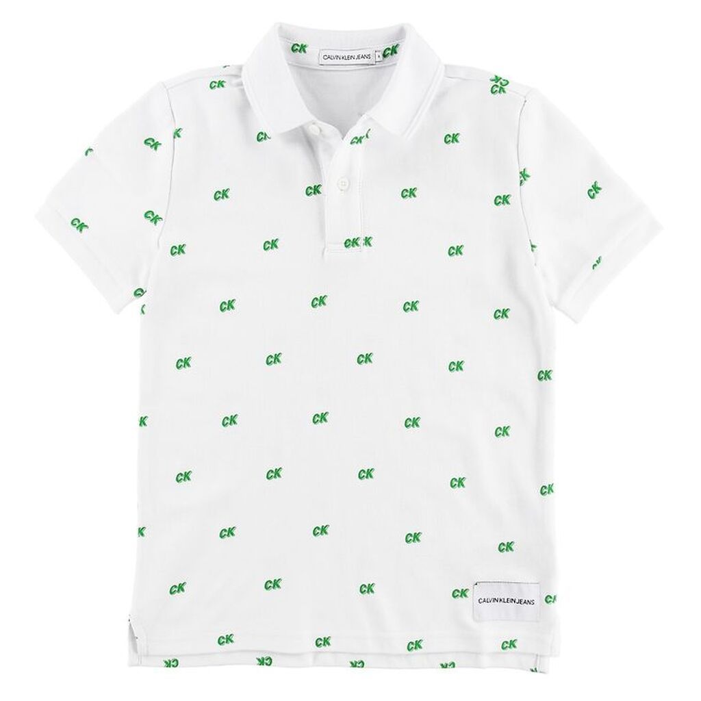 Calvin Klein Polo - Hvid m. Grøn/CK