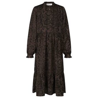 Rosemunde Kjole - Recycled Polyester - Smoaked Oak Snake Print