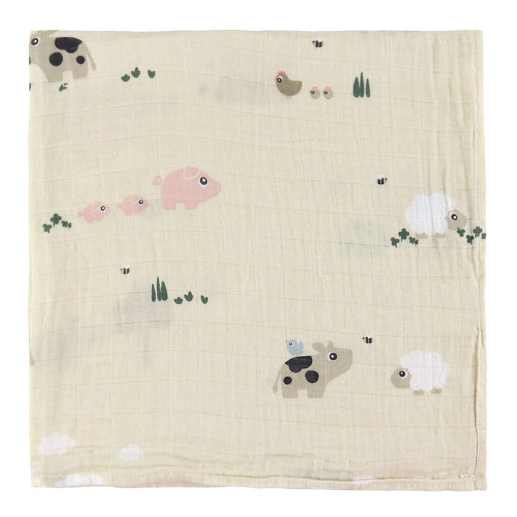 Done By Deer Babysvøb - Musselin - 120x120 cm - Tiny Farm - Sand