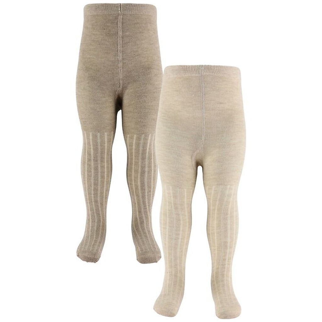 Minymo Strømpebukser - 2-pak - Rib - Noos - Silver Mink Melange