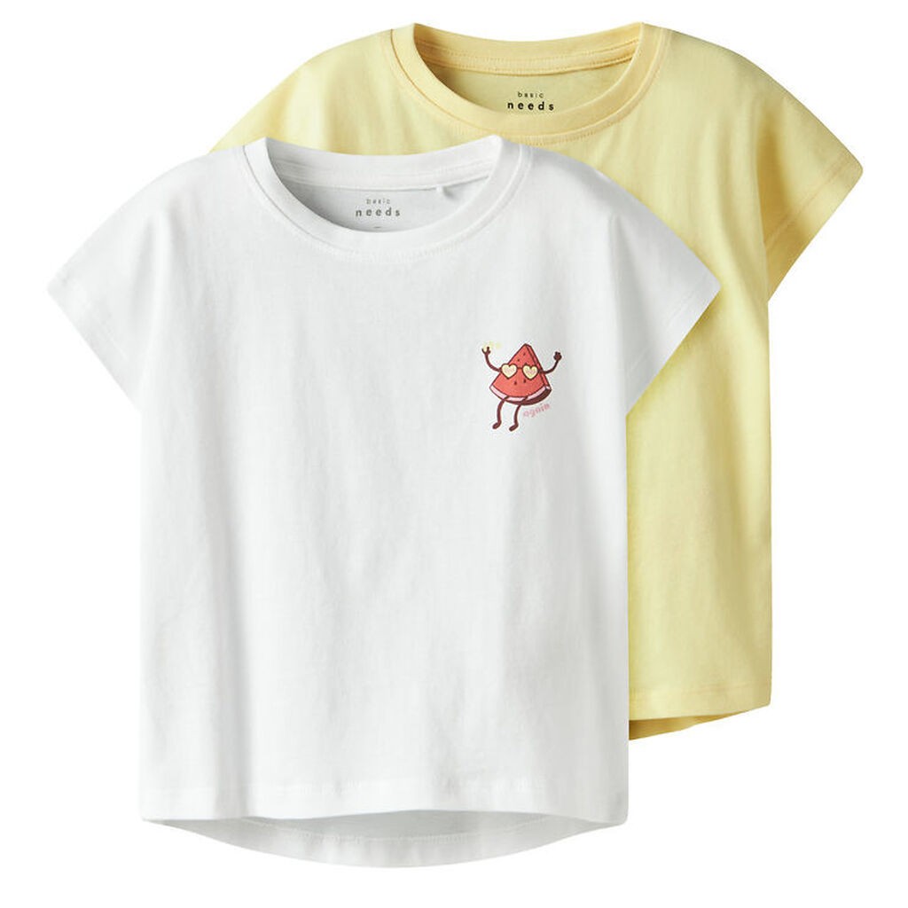Name it T-shirt - 2-Pak - NmfVarutti - Lemon Meringue/Bright Wh