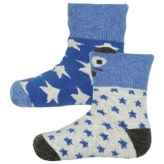 Melton Strømper - 2-pak - Blå/Grå m. Stjerner
