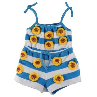 Stella McCartney Kids Sommerdragt - Blå/Hvidstribet m. Blomster