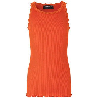 Rosemunde Top - Lang - Silke/Bomuld - Cherry Tomato m. Blonder