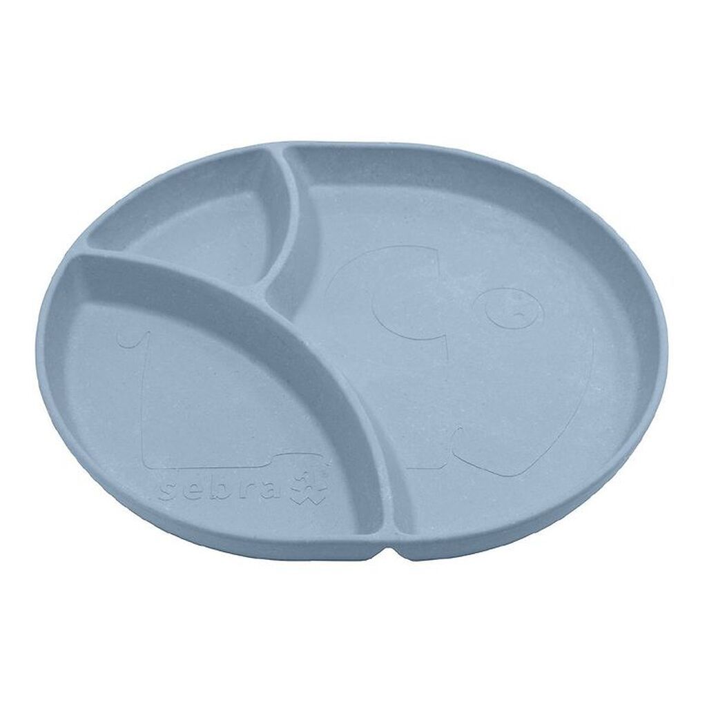 Sebra Tallerken - Bioplast - 3 Rum - Mums - Powder Blue