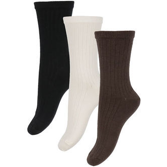 Name It Strømper - 3-pak - NkfOda - Seal Brown/Sort/Cloud Dancer