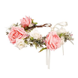 Souza Udklædning - Hårbøjle m. Blomster- Eefke - Rosa/Hvid