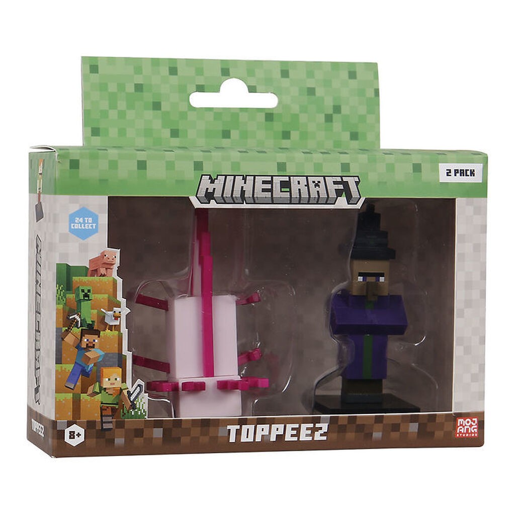 Minecraft Legetøjsfigurer - 3D - 2-pak - Axolotl/Witch