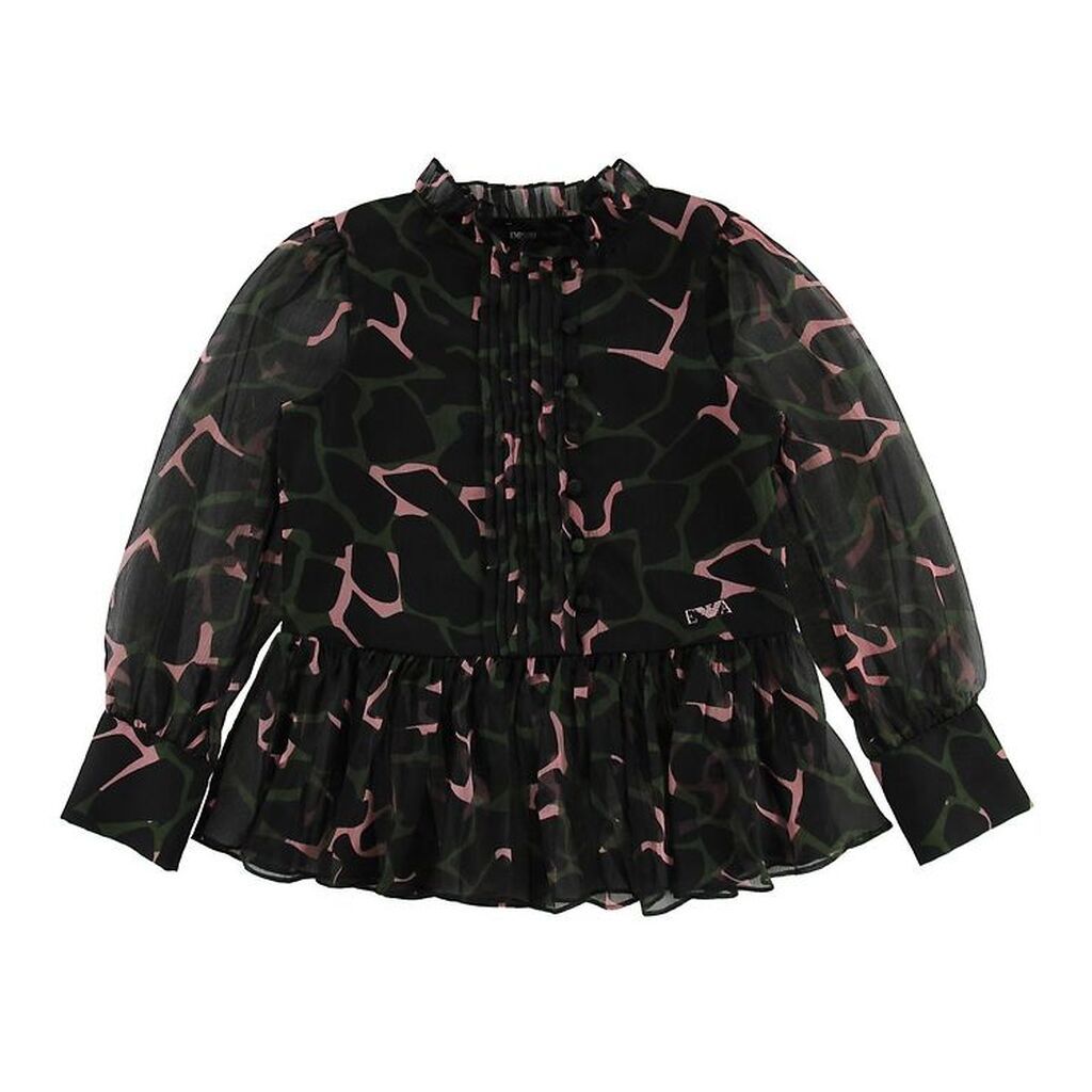 Emporio Armani Skjortebluse - Sort m. Armygrøn/Rosa