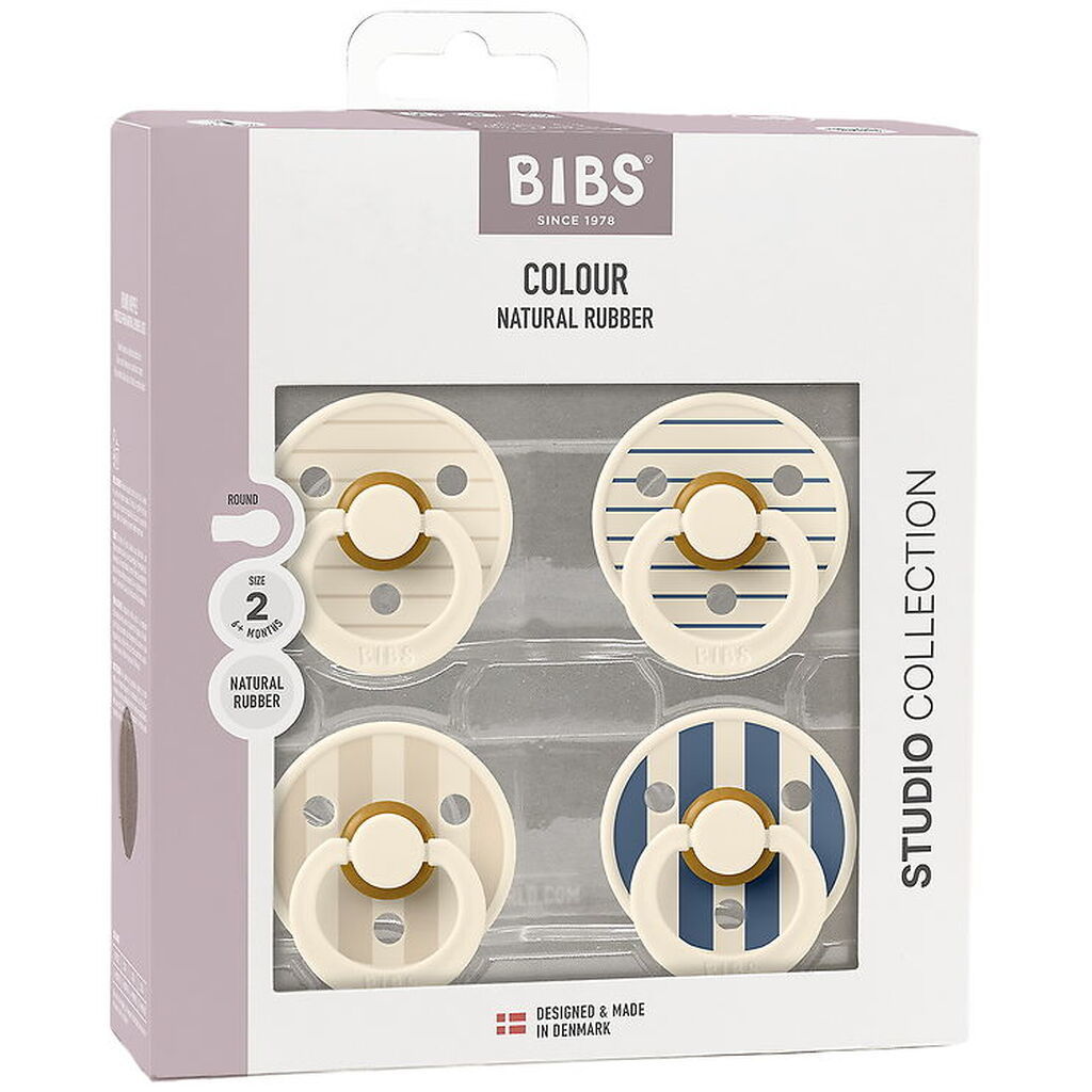 BIBS Colour Sutter - 4-pak - Str. 1 - Ivory/Vanilla/Steel Blue