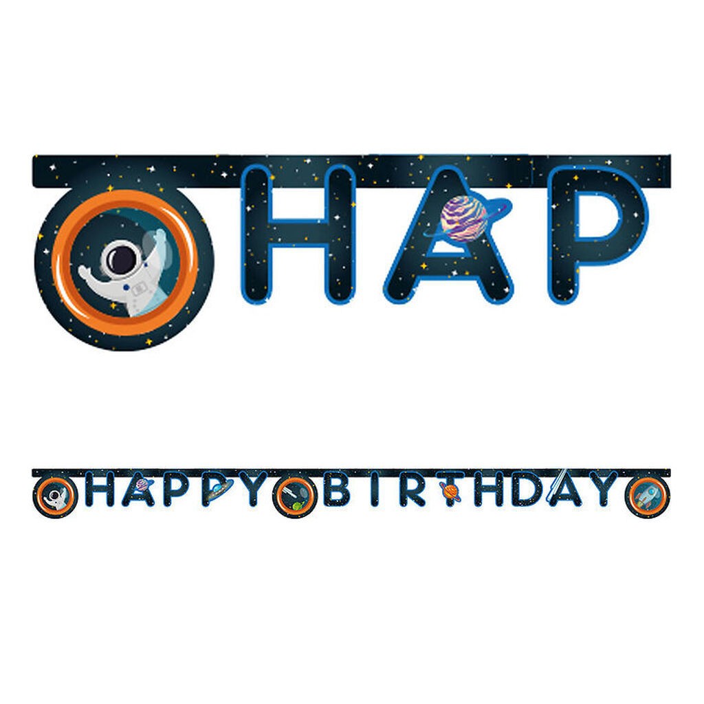 Decorata Party Happy Birthday Banner - Rocket Space