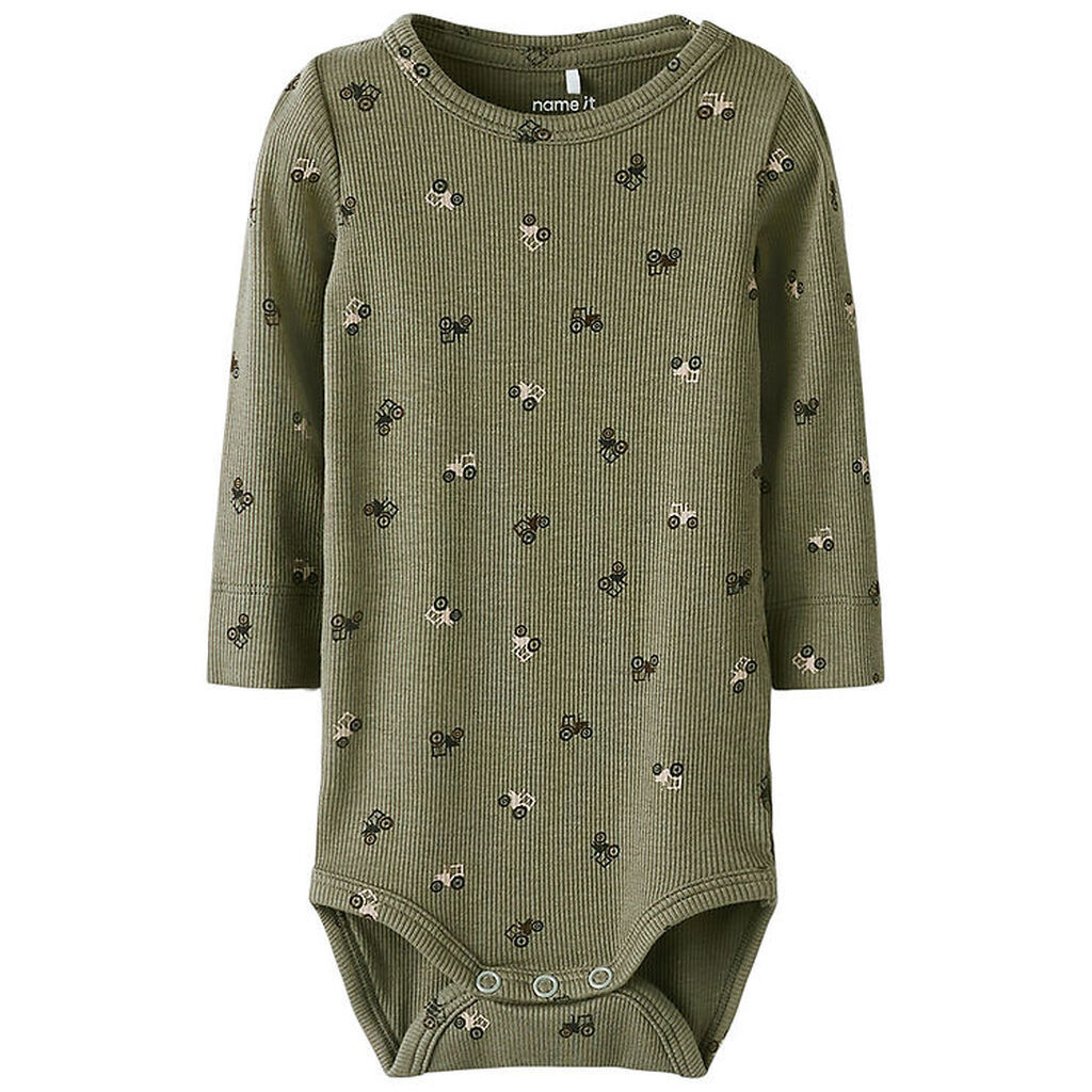 Name It Body l/æ - Rib - NbmNivan - Dusty Olive m. Print