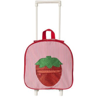 That's Mine Rejsekuffert - Tris - Rød/Hvid Stribet m. Jordbær