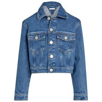 Tommy Hilfiger Denimjakke - Cropped - Trucker - Midsaltpepper