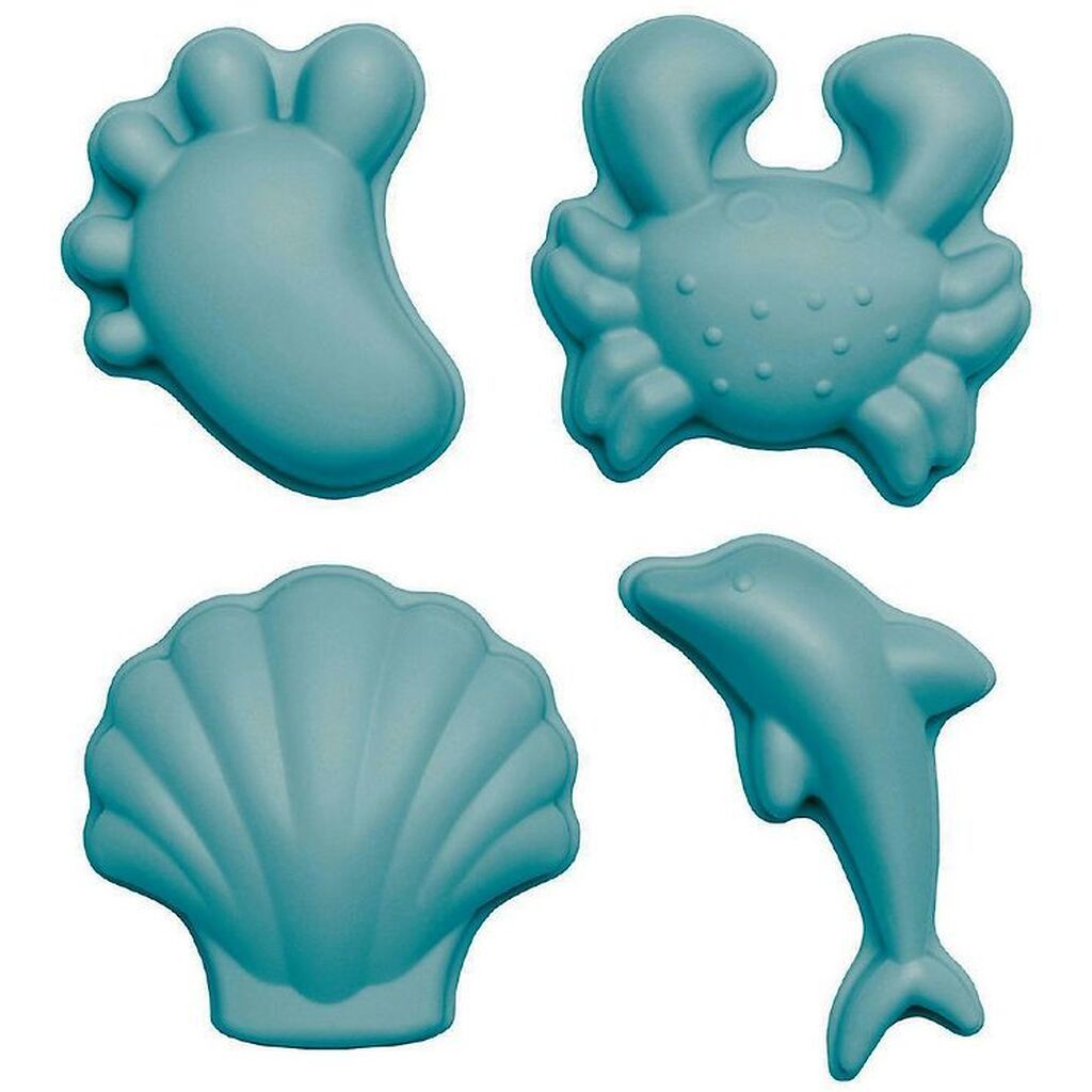 Scrunch Sandforme - 4 stk. - Silikone - 6,5-10,5 cm - Petrol