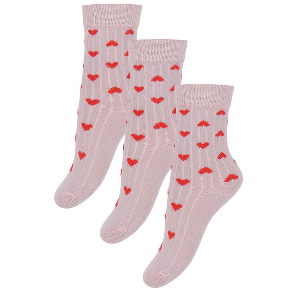 Minipop Strømper - Rib - Bambus - 3-pak - Rose Heart