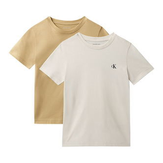 Calvin Klein T-shirts - 2-pak - Monogram - Sandy Beige/Whitecap