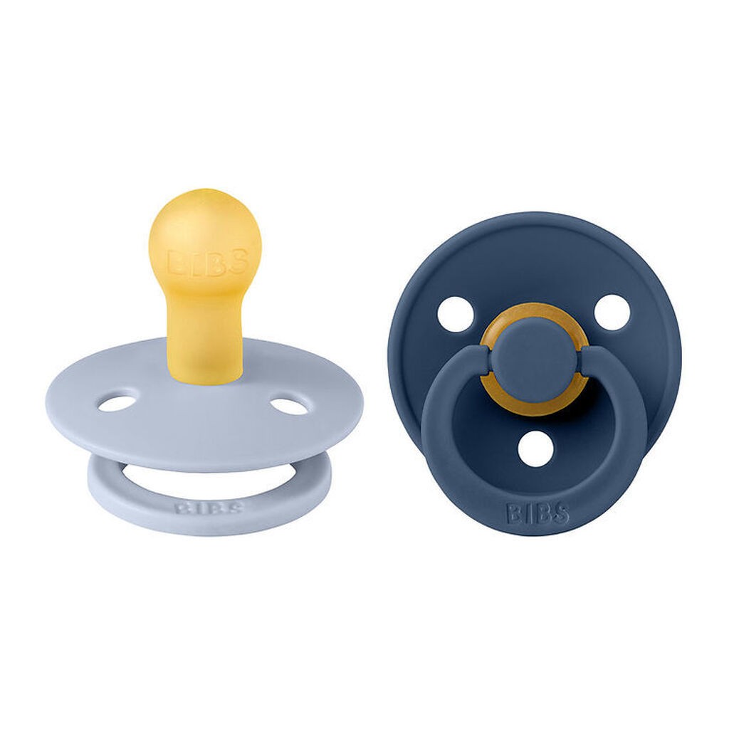 BIBS Colour Sutter - 2-pak - Str. 1 - Rund - Dusty Blue/Steel Bl