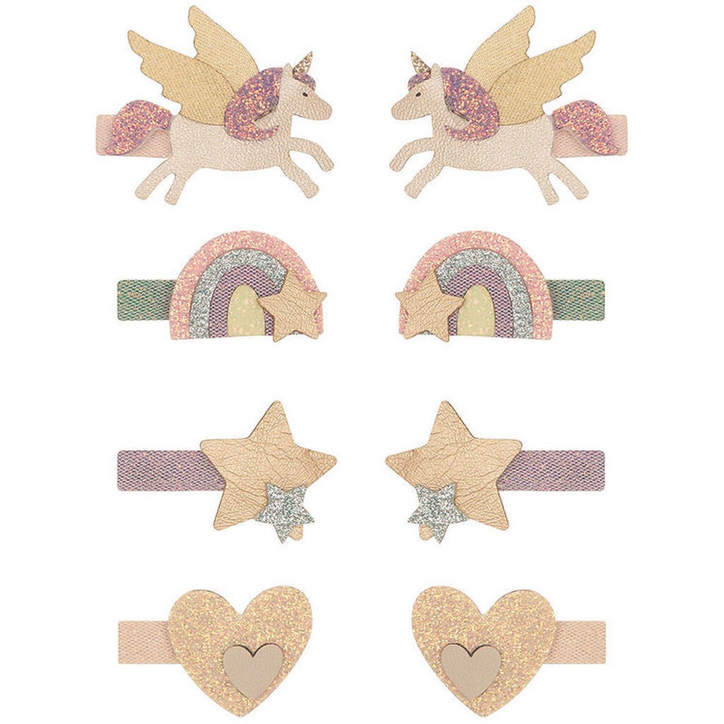 Mimi & Lula Hårclips - 8-pak - 3 cm - Flying Unicorn Dreamland