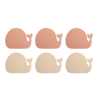 Filibabba Mini Bademåtter - Skridsikre - 6-stk - Hvaler - Rose M