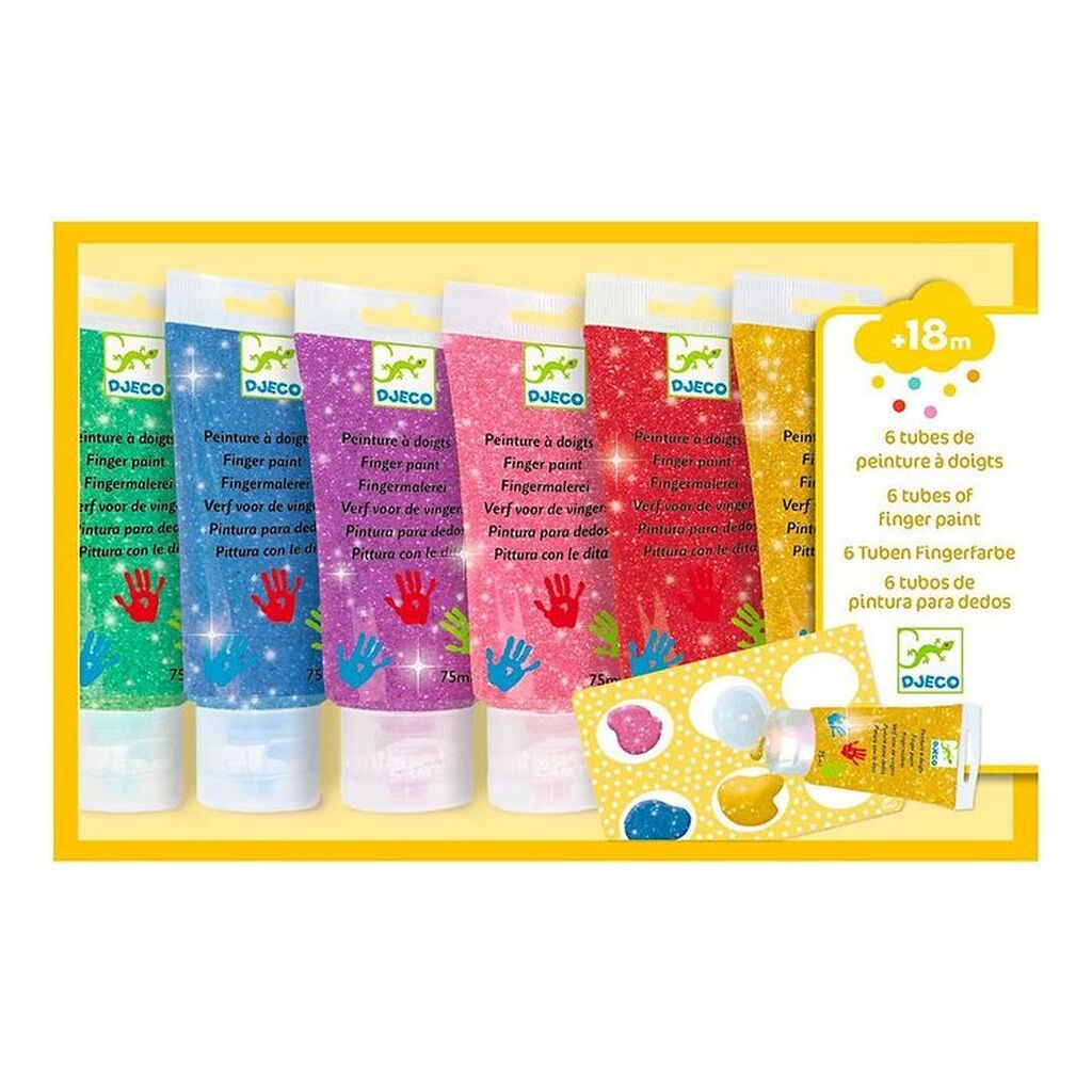 Djeco Fingermaling - 6 Farver - Glimmer