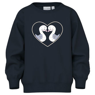 Name It Sweatshirt - NmfVenus - Dark Sapphire/Heart Swans